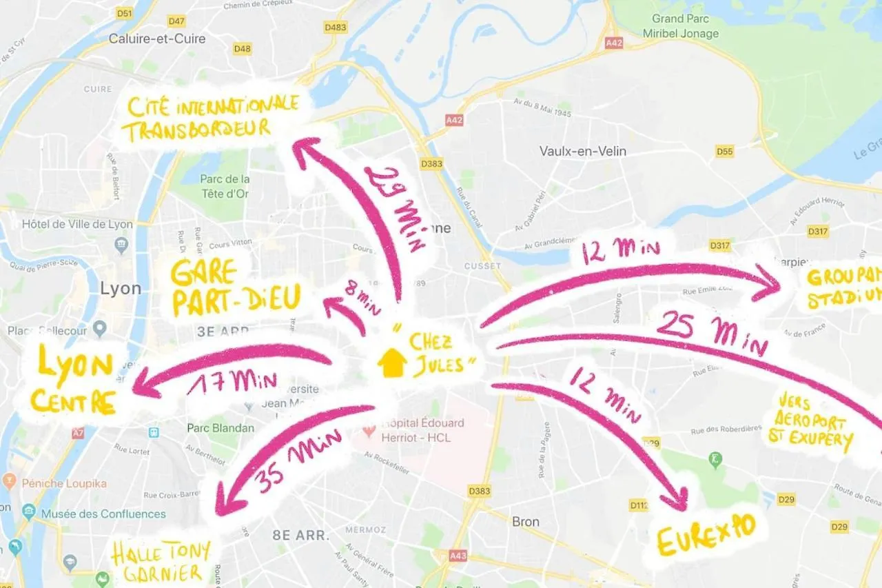 Chez Jules - Tram, Bus, 8 Pers., 3Ch, Wifi Apartment Villeurbanne
